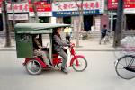 Taxi Cab, driver, man, male, person, Three-wheeler, tri-wheeler, city street, China, VCRV11P09_03