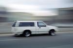 car, small pick up truck, camper shell, vehicle, motion blur, speed, VCRV15P01_01