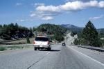 Interstate Highway I-80 heading east in the Sierra-Nevada Mountains, Level-A traffic, Road, Roadway, Highway