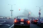 fog, congestion, traffic jam, Traffic Signal Light, cars, automobiles, vehicles