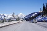 Interstate Highway I-80, Road, car, Roadway, Sierra-Mountains, snow, ice, cold, trees, forest