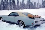 Buick Riviera, Sled, snow, Cold, Ice, Icy, Winter, Sierra-Nevada Mountains, California, automobile, 1968, 1960s, VCRV18P14_05