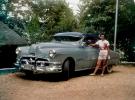 1951 Pontiac Chieften, automobile, Woman, shorts, 1952, 1950s