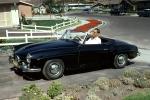 G303BT, Mercedes Benz, happy driver, automobile, suburbia, 1960s, VCRV20P02_04