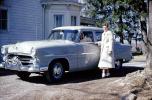 Ford, Parked Car, Woman, Female, Coat, automobile, Larchmont, Long Island New York, 1947, 1940s, VCRV20P11_08