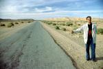 Barren Landscape, Desert, Hitch Hiker, Road, Highway, Algeria, VCRV20P11_19