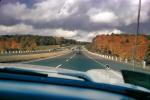Freeway, Highway, Interstate, Fall Colors, clouds, trees, road, autumn, Car, Automobile, Vehicle, September 1965, 1960s, VCRV20P13_01