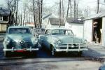 Studebaker Champion, Ford, Parked Cars, Parking Lot, Sedan, 1950s