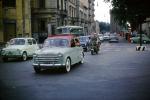 Mini Car, microcar, minicar, Vespa, Florence, Italy, streets, May 1962, 1960s, VCRV20P15_12
