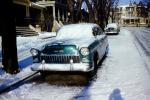 Chevy, Bel Air, Chevrolet, Coupe, Snow, Ice, Cold, Street, Winter, February 1955, 1950s