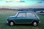 Mini-cooper, tiny car, small, driver, automobile, Downs-Coulsdon, England, September 1964, 1960s, VCRV21P02_15