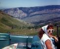 Sunglasses, Woman, Shawl, Convertible, driver, female, cateye glasses, mountains, 1960s
