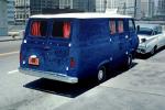 Blue Econoline Ford Van, rug, carpet, 1960s