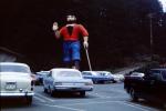 Cars, Automobiles, Vehicles, Buick, Cadillac, Paul Bunyan, tourist trap, lumberjack, 1960s