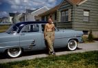 Ford Sedan, whitewall tires, car, automobile, Homes, Houses, Suburbia, suburbs, July 1955, 1950s, VCRV21P07_15