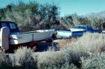 Chevy El Camino, boat trailer, creosote bush, brush, 1960s