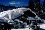 Snow, Lodge, building, Cadillac, cars, automobiles, Sedan, 1950s