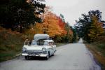 Ford Fairlane Station Wagon, car, canoe, Autumn trees, road, October 1959, 1950s, VCRV21P12_03