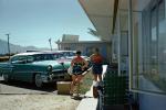 Ford Mercury, Cars, building, motel, women, 1950s