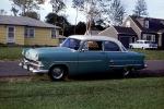 Ford Coupe, car, houses, homes, suburbia, suburban, two-door, 1950s