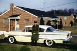 Car, Brick House, home, Military Man, Base, 1950s