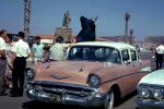 1957 Chevy Bel Air, Car, Bullring, Bull, People, December 1964, 1950s