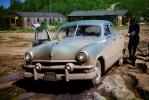 1951 Ford Custom Club Coupe, Mud, Muddy, dirty, Pumping Gas, Steamboat Mountain, 1950s, VCRV22P08_05