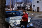 Smiling Lady, 1956 Chevrolet Two-Ten 2 Door Sedan, Car, 1950s