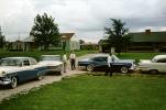 Buick Car, Chevy Bel Air, Ford, lawn, homes, suburbia, 1950s, VCRV22P12_17