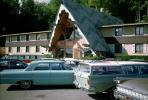 Parked Cars, Rambler Station Wagon, Ford, Boyne Hof Mountain Resort, Boyne Falls, 1960s, VCRV23P03_13