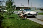 1959 Ford Mercury Monterey, Boy with his Bicycle, suburbia, driveway, 1950s, VCRV23P06_15