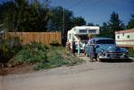 Cadillac with Trailer, Family, home garden, 1950s