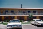 Parked Cars, Ford Fairlane, Ford Mercury, Motel, 1950s
