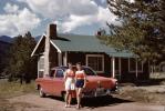 Two Ladies and their car, summer cabin, cottagecore, 1950s