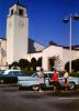 Ford Fairlane, Women, Clock Tower, Parking, 1950s, VCRV23P15_05