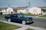 1956 Buick, Homes, houses, street, Sidewalk, Suburbs, 1950s