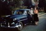 Man, Woman, Parked Car, Chevy, 1950s, 1940s, VCRV24P07_02