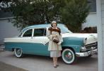 Lady with her Ford Customline, 1950s
