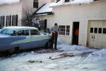 Chevy in the Snow, Skis, Ice, House, 1950s, VCRV24P08_04