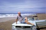 Ford Mustang, Ocean Beach, Sand, Waves, Shore