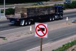 No Trucks Allowed, US Highway 101, Wood Pallets, Flatbed Trailer