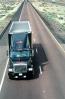 Black Magic, Volvo truck head-on, Interstate Highway I-40 looking west, Semi-trailer truck, Semi