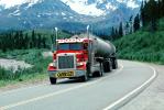 oversize Load, Gas Tanker Truck, Gasoline, Fuel, Alaska Range, Highway-4, Peterbilt, Semi, VCTV03P04_18