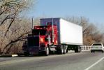 White Motor Company, near Espanola, Interstate Highway I-40, road, divided highway, Semi-trailer truck, Semi