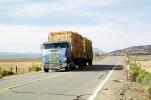 hay bale stacks, Loyalton, Freightliner, road, highway, cabover semi trailer truck, VCTV04P01_19.0569