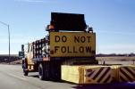 do not follow, crash cushion truck