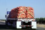 Sacks of Onions, Semi-trailer truck, Semi, flatbed