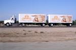 Orowheat Double Trailer Truck, Interstate Highway I-5 near the Grapevine, Semi-trailer, Semi