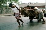 Men, Pulling a cart, Pushing, on the Streets of Mumbai, VCVV01P01_12