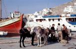 Dock, harbor, boats, donkey, Hydra, Greece